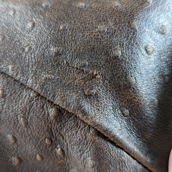 Furla Ostrich Embossed Brown Leather Tote Bag - Picture 14 of 15